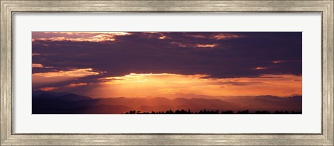 Framed Sunset over Rocky Mts from Daniels Park  CO USA Print