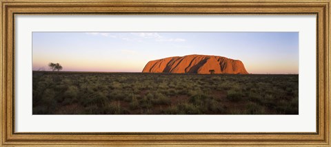 Framed Landscape with sandstone formation at dusk, Uluru, Uluru-Kata Tjuta National Park, Northern Territory, Australia Print