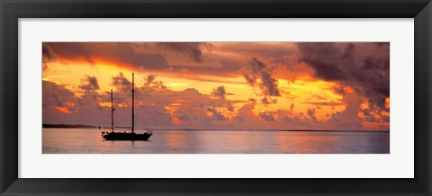 Framed Boat at sunset Print