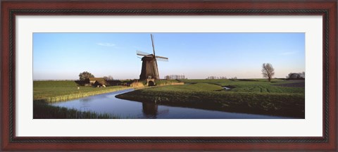 Framed Windmill, Schermerhorn, Netherlands Print