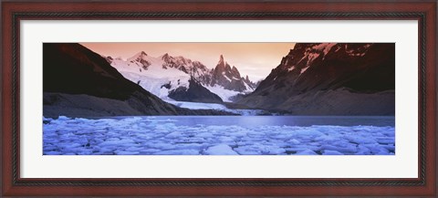 Framed Mountains covered in snow, Laguna Torre, Los Glaciares National Park, Patagonia, Argentina Print