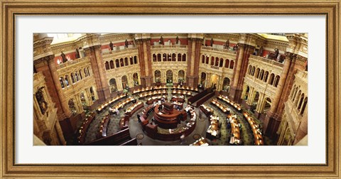 Framed High angle view of a library reading room, Library of Congress, Washington DC, USA Print
