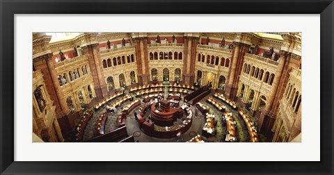 Framed High angle view of a library reading room, Library of Congress, Washington DC, USA Print