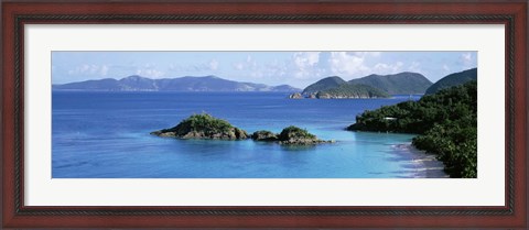 Framed US Virgin Islands, St. John, Trunk Bay, Rock formation in the sea Print