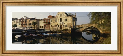 Framed Reflection of boats and houses in water, Venice, Veneto, Italy Print
