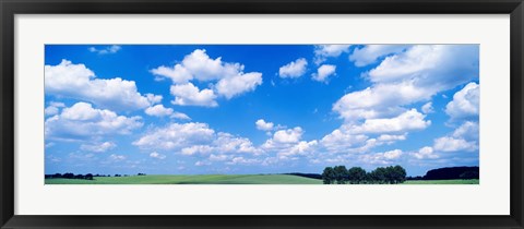 Framed Cumulus Clouds With Landscape, Blue Sky, Germany Print