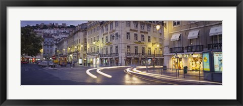 Framed Traffic on a road, Praca de Figueira, Lisbon, Portugal Print