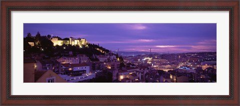 Framed Elevated View Of The City, Skyline, Cityscape, Lisbon, Portugal Print