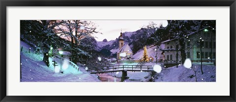 Framed Church on a snow covered hill, Rothenburg, Bavaria, Germany Print