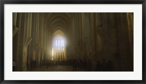 Framed Group of people in the hallway of a cathedral, Alcobaca, Portugal Print