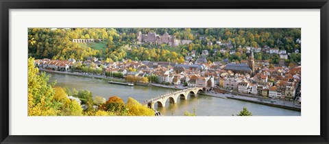 Framed Aerial view of Heidelberg Castle and city, Heidelberg, Baden-Wurttemberg, Germany Print