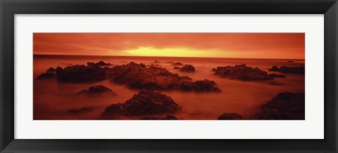 Framed Foggy beach at dusk, Pebble Beach, Monterey County, California, USA Print
