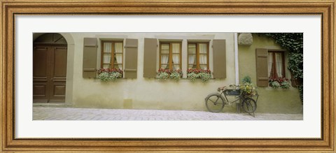 Framed Bicycle outside a house, Rothenburg Ob Der Tauber, Bavaria, Germany Print