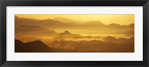 Framed Mountains with valley at sunset, Takachiho-Kyo, Miyazaki Prefecture, Kyushu, Japan Print