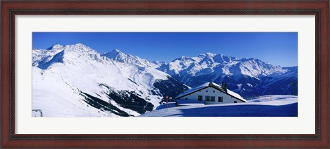 Framed Alpine Scene In Winter, Switzerland Print