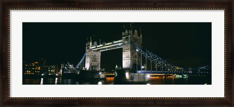 Framed Bridge lit up at night, Tower Bridge, London, England Print