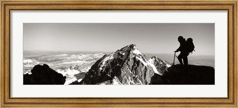 Framed Hiker, Grand Teton Park, Wyoming, USA Print