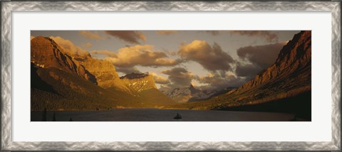Framed Mountains surrounding a lake, St. Mary Lake, Glacier Bay National Park, Montana, USA Print