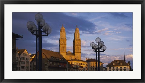 Framed Low angle view of a church, Grossmunster, Zurich, Switzerland Print