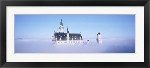 Framed Castle covered with fog, Neuschwanstein Castle, Bavaria, Germany Print