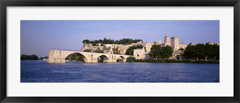 Framed France, Vaucluse, Avignon, Palais des Papes, Pont St-Benezet Bridge, Fort near the sea Print