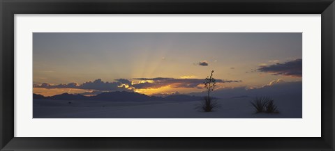 Framed Clouds over a desert at sunset, White Sands National Monument, New Mexico, USA Print