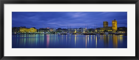 Framed Buildings at the waterfront, City Hall, Oslo, Norway Print