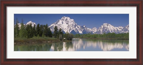 Framed Reflection of a mountain range in water, Oxbow Bend, Grand Teton National Park, Wyoming, USA Print