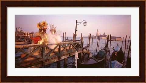 Framed Italy, Venice, St Mark&#39;s Basin, people dressed for masquerade Print