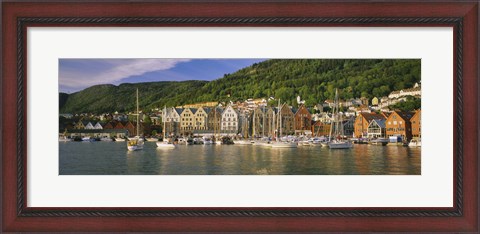 Framed Boats in a River, Bergen, Hordaland, Norway Print