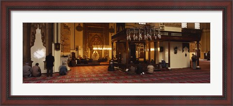 Framed Group of people praying in a mosque, Ulu Camii, Bursa, Turkey Print