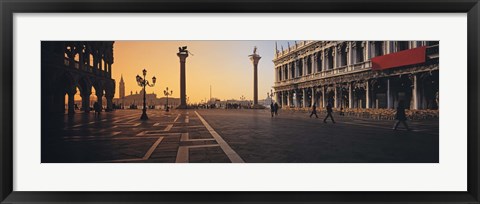 Framed People Walking Across A Street, The Piazetta With Palazzo Ducale And Libreria Vecchia, Venice, Italy Print