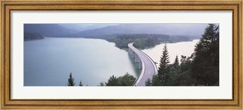 Framed Germany, Bavaria, Bridge over Sylvenstein Lake Print