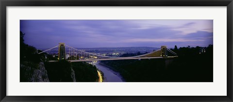 Framed Bridge over a river, Clifton Suspension Bridge, Bristol, England Print