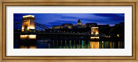 Framed Szechenyi Bridge Royal Palace Budapest Hungary Print