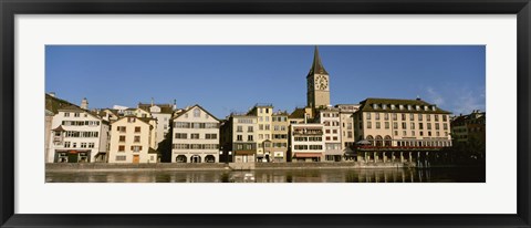 Framed Switzerland, Zurich, Buildings at the waterfront Print