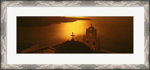 Framed Greece, Santorini, Fira, Church of Anastasis, High angle view of a Church Print