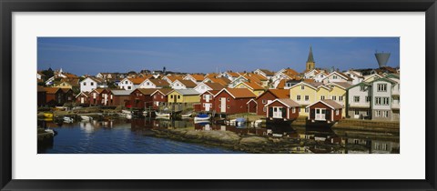 Framed High Angle View Of A Town, Smogen, Bohuslan, Sweden Print