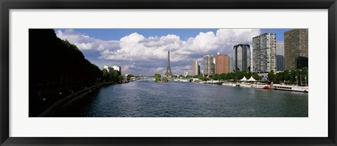Framed Eiffel Tower Across Seine River, Paris, France Print