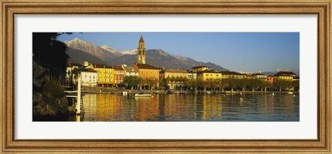 Framed Town At The Waterfront, Ascona, Ticino, Switzerland Print