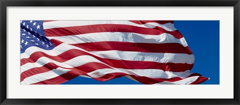Framed Close-up of an American flag fluttering, USA Print
