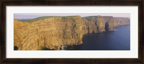 Framed High Angle View Of Cliffs, Cliffs Of Mother, County Clare, Republic Of Ireland Print