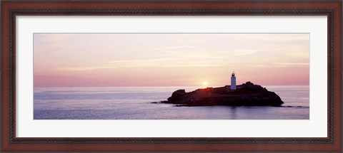 Framed Sunset, Godrevy Lighthouse, Cornwall, England, United Kingdom Print