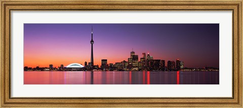 Framed Reflection of buildings in water, CN Tower, Toronto, Ontario, Canada Print