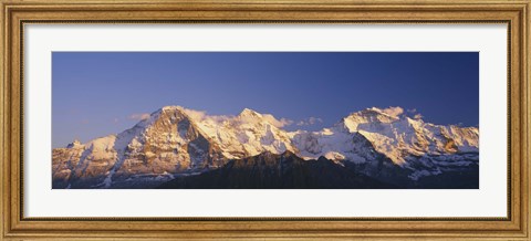 Framed Low Angle View Of Snowcapped Mountains, Bernese Oberland, Switzerland Print
