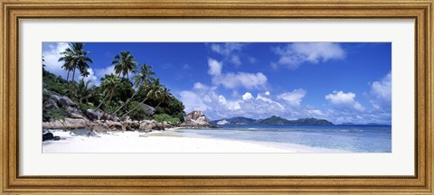 Framed Beach on La Digue Island Seychelles Print