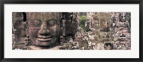 Framed Stone Faces Bayon Angkor Siem Reap Cambodia Print