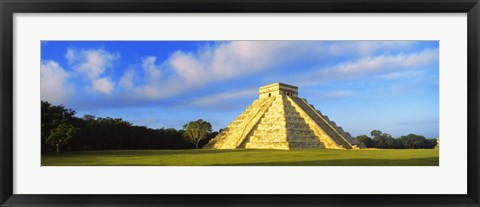 Framed Pyramid in a field, Kukulkan Pyramid, Chichen Itza, Yucatan, Mexico Print