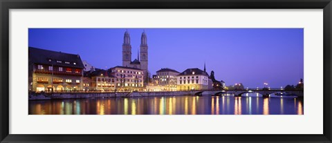 Framed Commercial District, Limmatquai, Zurich, Switzerland Print