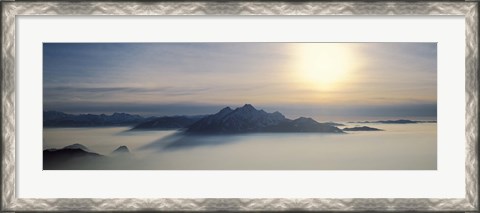 Framed Switzerland, Luzern, Pilatus Mountain, Panoramic view of mist around a mountain peak Print